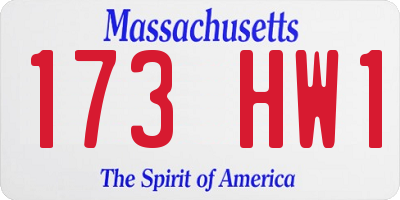 MA license plate 173HW1