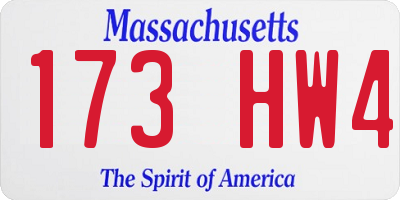 MA license plate 173HW4