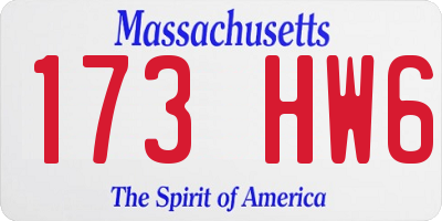 MA license plate 173HW6