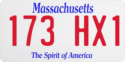 MA license plate 173HX1