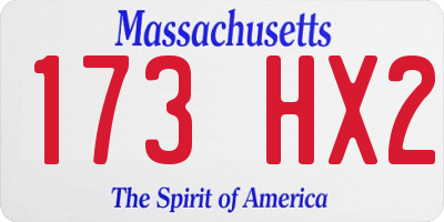 MA license plate 173HX2