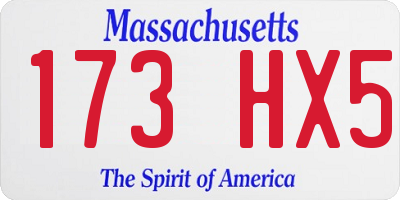 MA license plate 173HX5