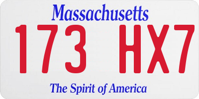 MA license plate 173HX7