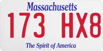 MA license plate 173HX8