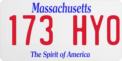 MA license plate 173HY0