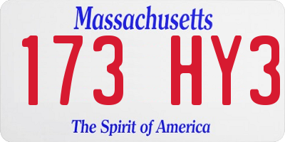 MA license plate 173HY3