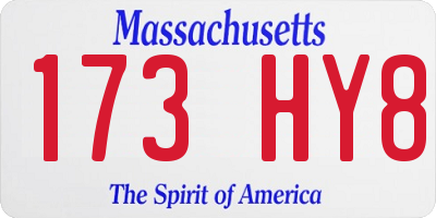 MA license plate 173HY8