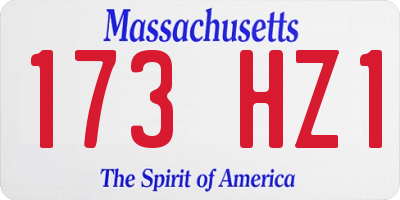 MA license plate 173HZ1