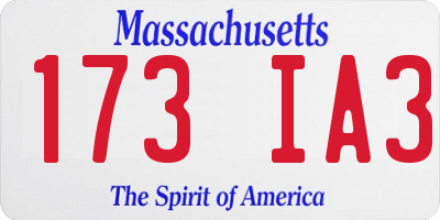 MA license plate 173IA3