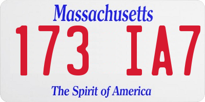 MA license plate 173IA7
