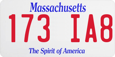 MA license plate 173IA8