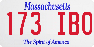 MA license plate 173IB0