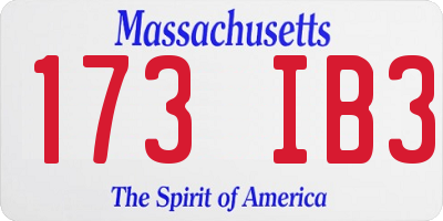 MA license plate 173IB3