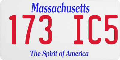 MA license plate 173IC5