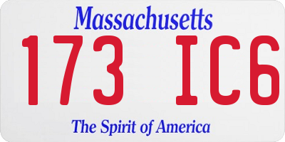 MA license plate 173IC6