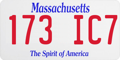 MA license plate 173IC7