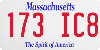 MA license plate 173IC8