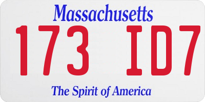 MA license plate 173ID7