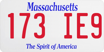 MA license plate 173IE9