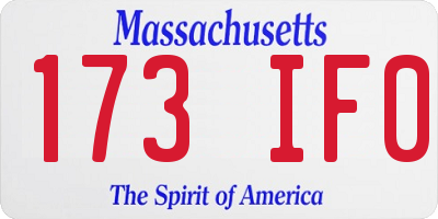 MA license plate 173IF0