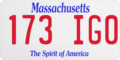 MA license plate 173IG0
