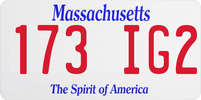 MA license plate 173IG2