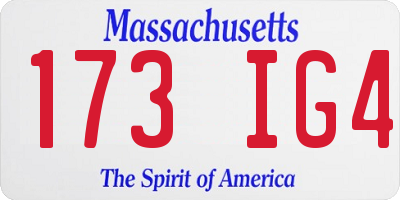 MA license plate 173IG4