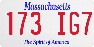MA license plate 173IG7