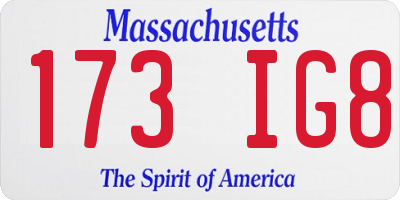 MA license plate 173IG8