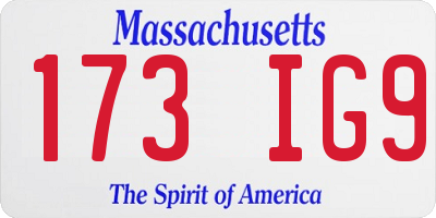 MA license plate 173IG9