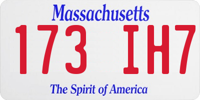 MA license plate 173IH7
