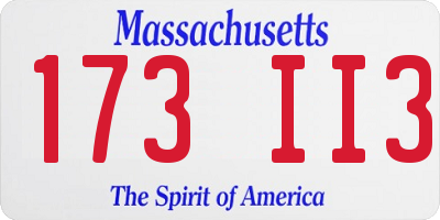 MA license plate 173II3