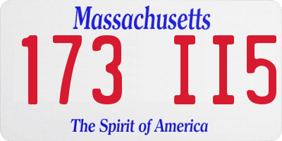 MA license plate 173II5