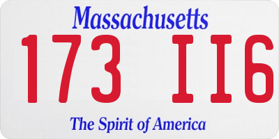 MA license plate 173II6