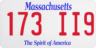 MA license plate 173II9