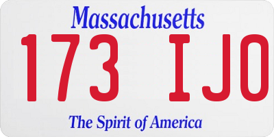 MA license plate 173IJ0
