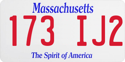 MA license plate 173IJ2