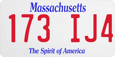 MA license plate 173IJ4