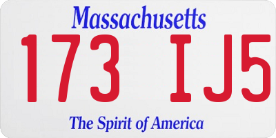 MA license plate 173IJ5