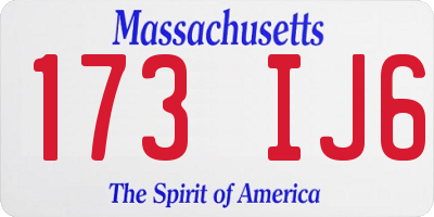MA license plate 173IJ6
