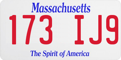MA license plate 173IJ9
