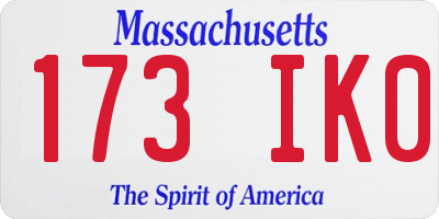 MA license plate 173IK0