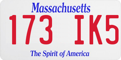 MA license plate 173IK5