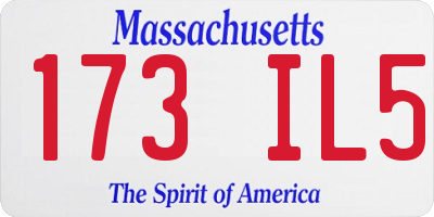 MA license plate 173IL5