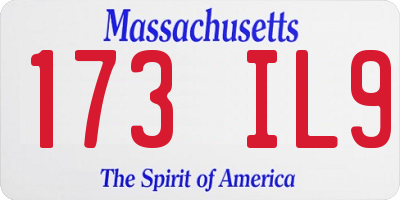 MA license plate 173IL9