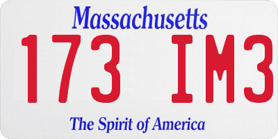 MA license plate 173IM3