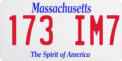 MA license plate 173IM7