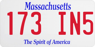MA license plate 173IN5