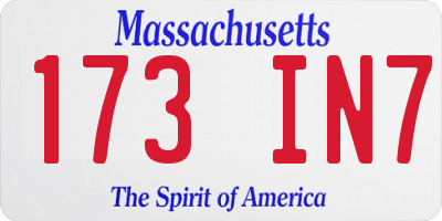 MA license plate 173IN7