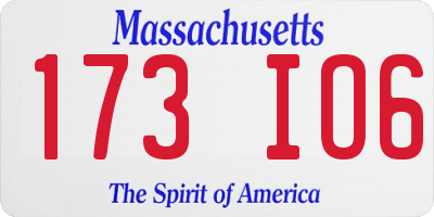 MA license plate 173IO6